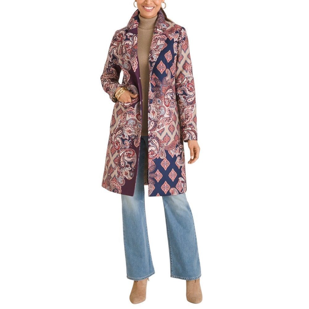NWOT CHICO’S Patterned Patch Print Coat S - Picture 10 of 10